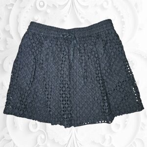 Madewell Bayfront Black Eyelet Pull-On Drawstring Mini Skirt w/ Pockets